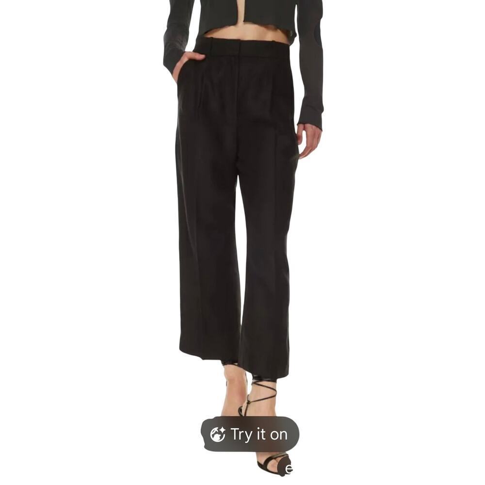 Wilfred Effortless Pant Size 0 Black Linen Blend Summer Wide Leg Crop High Rise